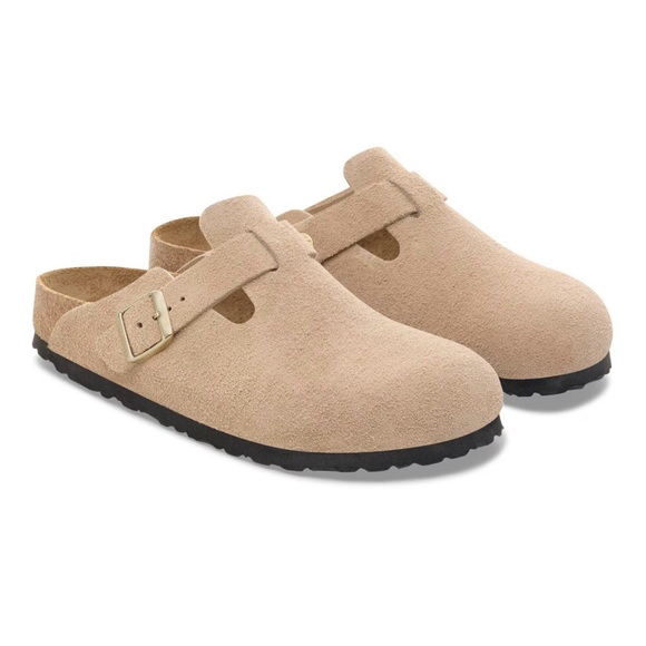 Sandcastle Suede Birkenstock Boston soft footbed, Buckle Sandals - Picture 2 of 4